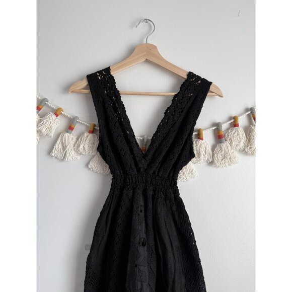 Temptation Positano Black Eyelet Crochet Smocked Mini Dress Coquette Whimsigoth - Picture 3 of 10